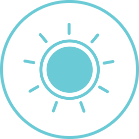 Circle icon with a teal sun